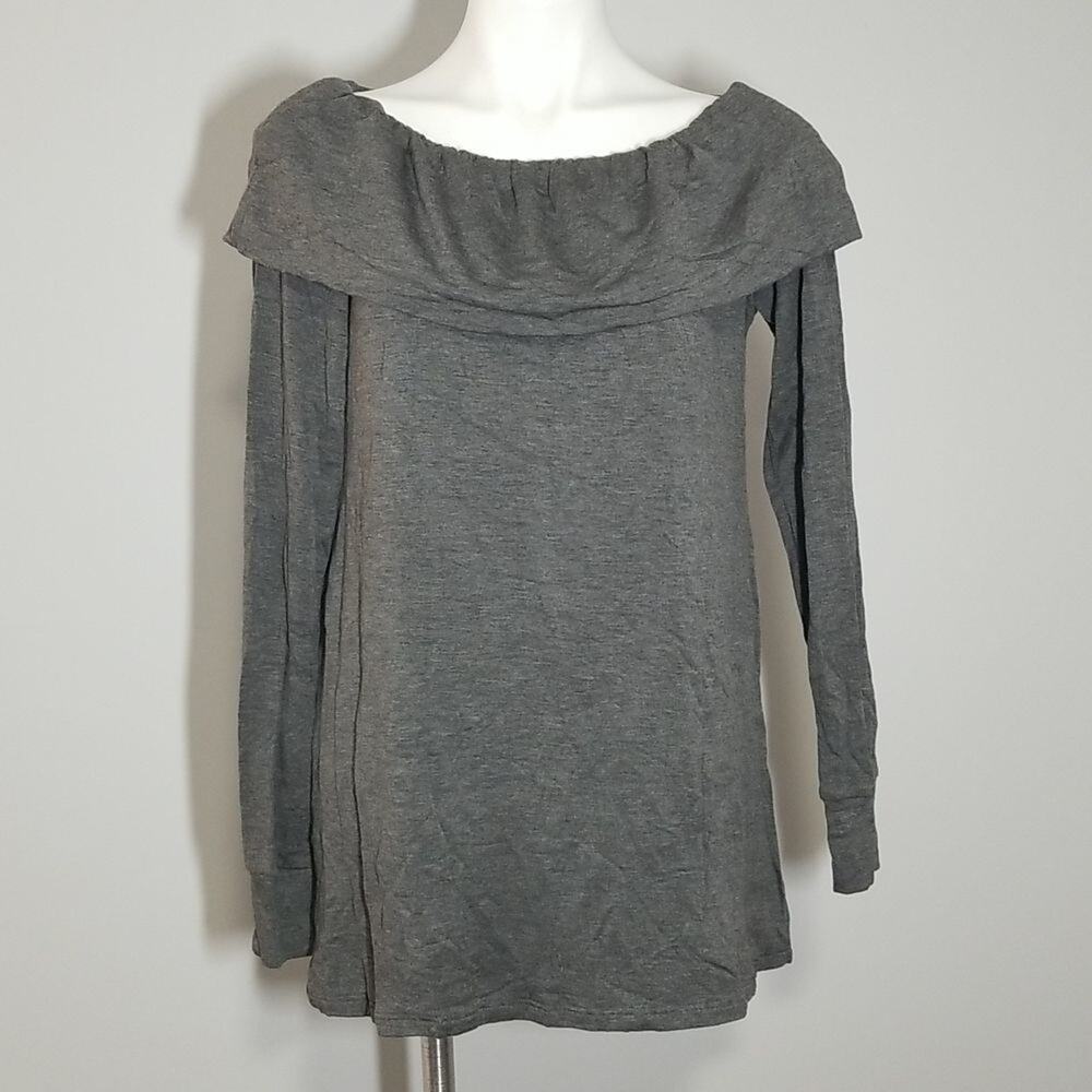 NWT Go Couture Grey Popover Off-the-Shoulder Sweater Size Large